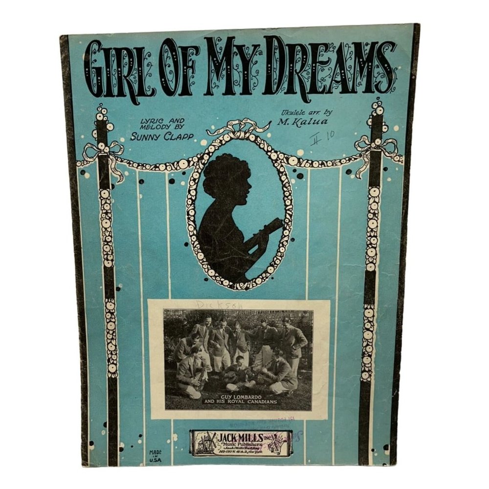 Girl of My Dreams Vintage Ukulele Sheet Music Guy Lombardo Sunny Clapp 1927